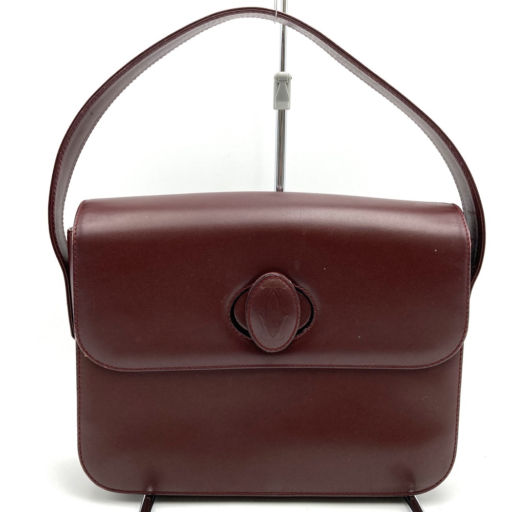 CARTIER Cartier ручная сумочка Vintage retro кожа бордо wine red красный Must du Cartier must de cartier