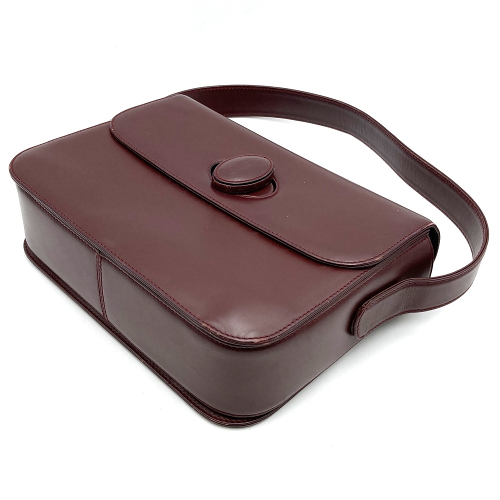CARTIER Cartier ручная сумочка Vintage retro кожа бордо wine red красный Must du Cartier must de cartier