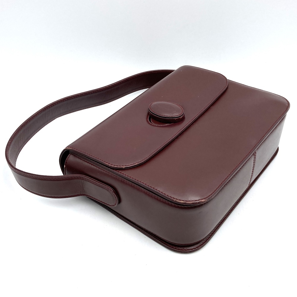 CARTIER Cartier ручная сумочка Vintage retro кожа бордо wine red красный Must du Cartier must de cartier