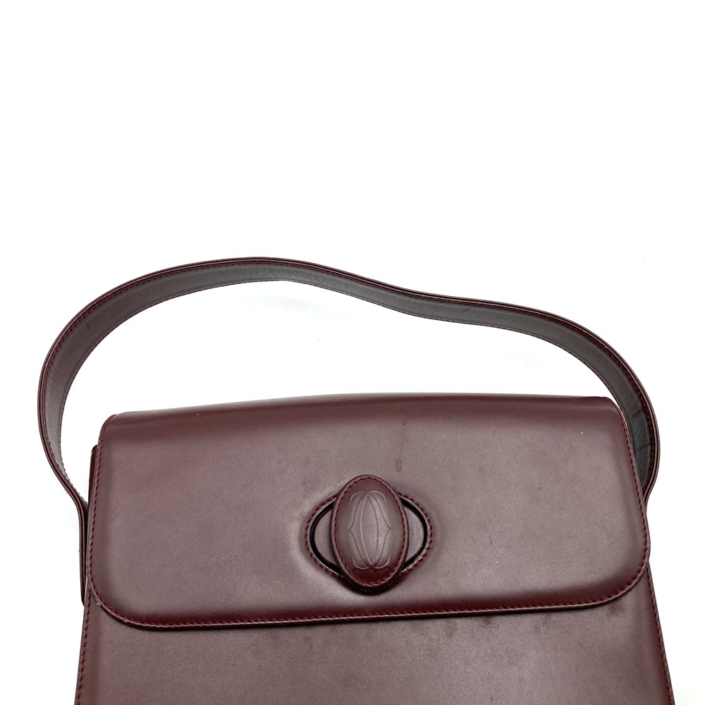CARTIER Cartier ручная сумочка Vintage retro кожа бордо wine red красный Must du Cartier must de cartier