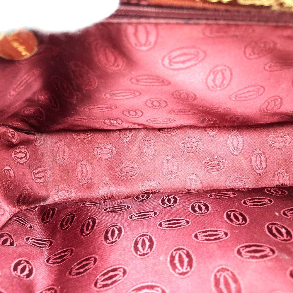 CARTIER Cartier ручная сумочка Vintage retro кожа бордо wine red красный Must du Cartier must de cartier
