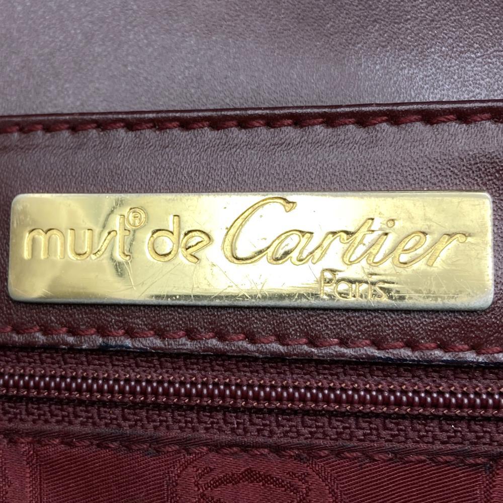CARTIER Cartier ручная сумочка Vintage retro кожа бордо wine red красный Must du Cartier must de cartier