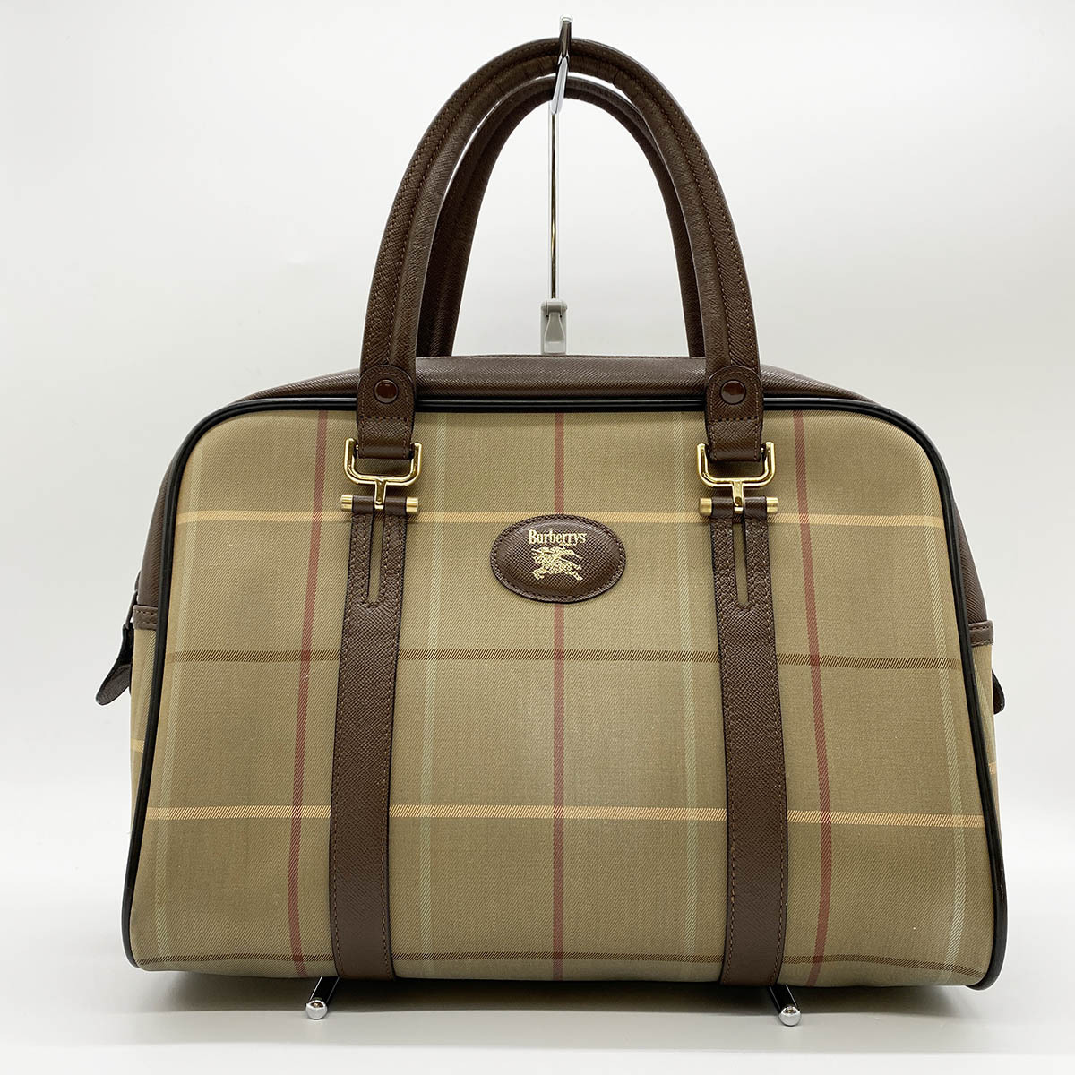 10％OFF!!!セール【6/11まで】BURBERRY バーバリー ハンドバッグ メガ チェック柄 キャンバス ブラウン 茶