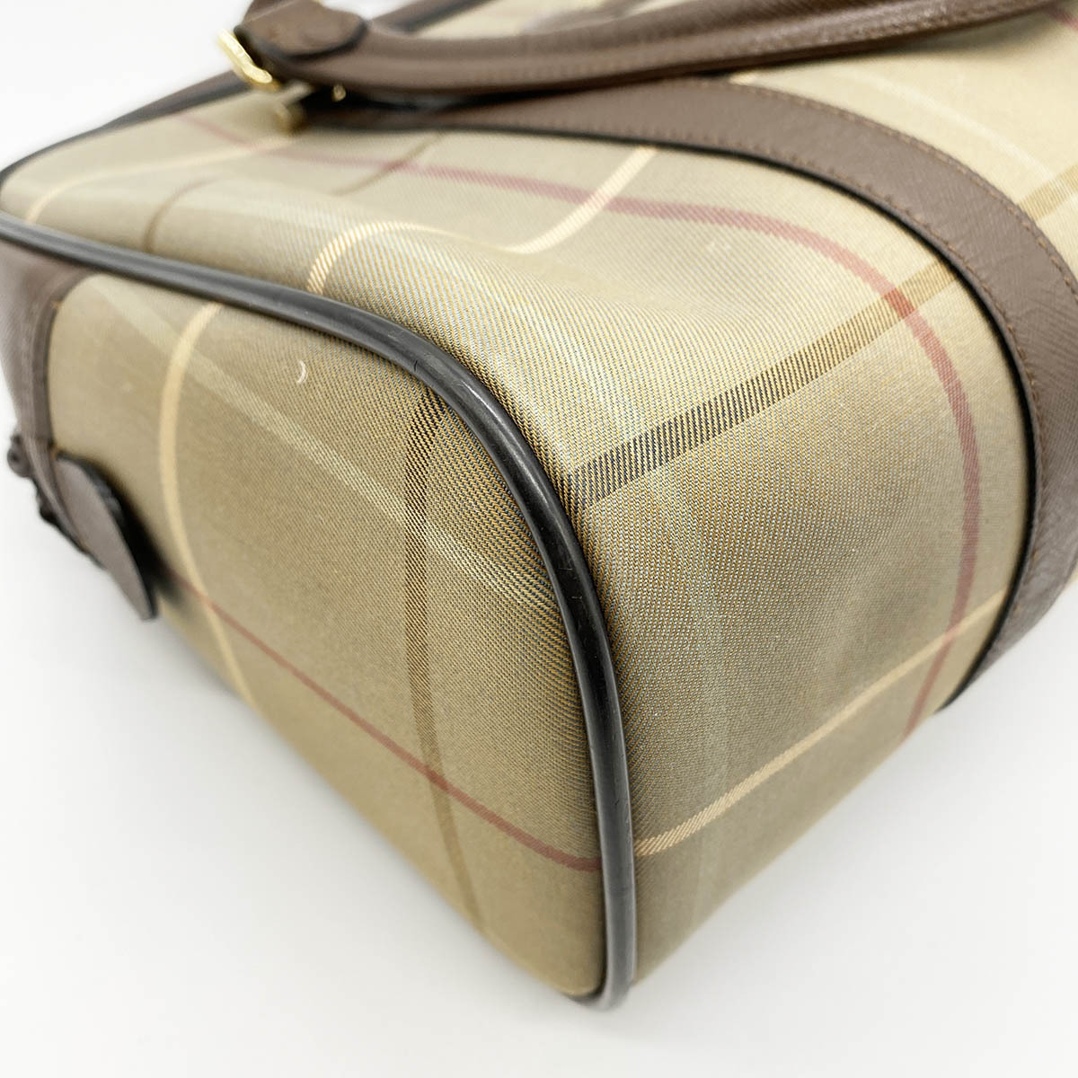 10％OFF!!!セール【6/11まで】BURBERRY バーバリー ハンドバッグ メガ チェック柄 キャンバス ブラウン 茶