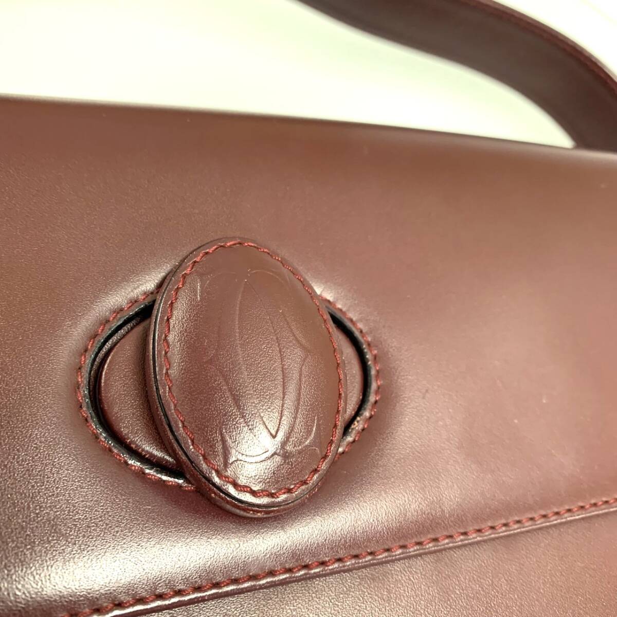 CARTIER Cartier ручная сумочка Vintage retro кожа бордо wine red красный Must du Cartier must de cartier