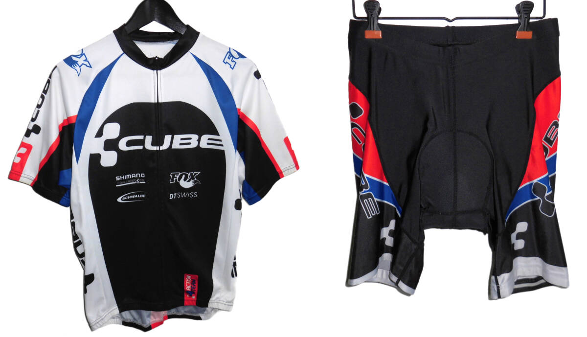 μ CUBE RACING TEAM キューブレーシングチーム サイクルウェア 半袖 サイクルジャージ レーサーパンツ 上下セット L
