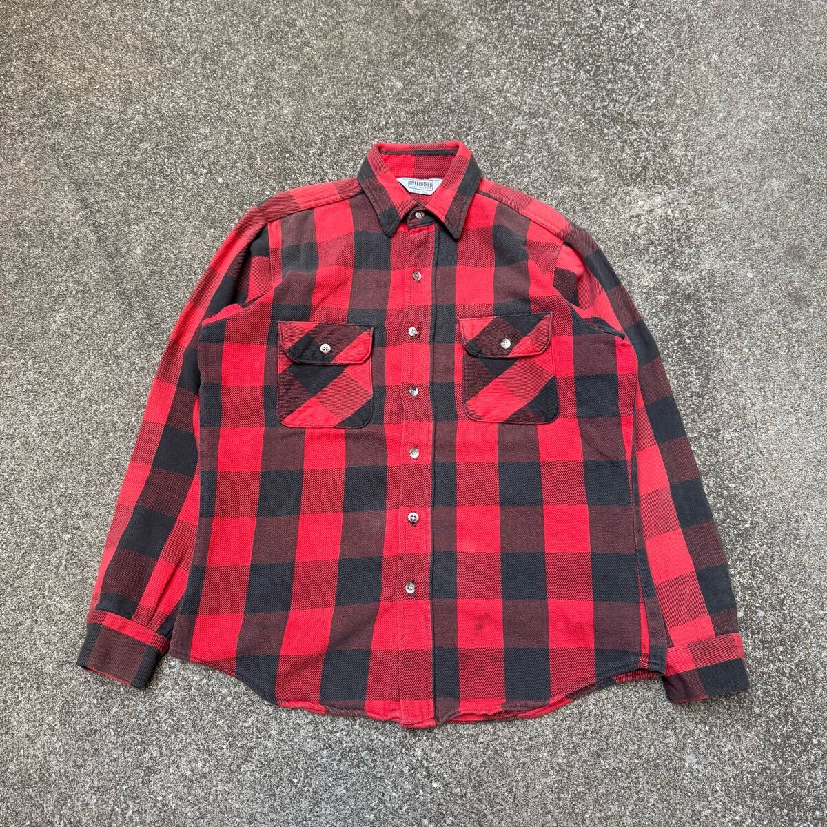 好配色 70s 80s fivebrother ヘビーフランネル シャツ 長袖シャツ ブロックチェック ヴィンテージ バッファロー ヘビネル 長袖 USA製 M