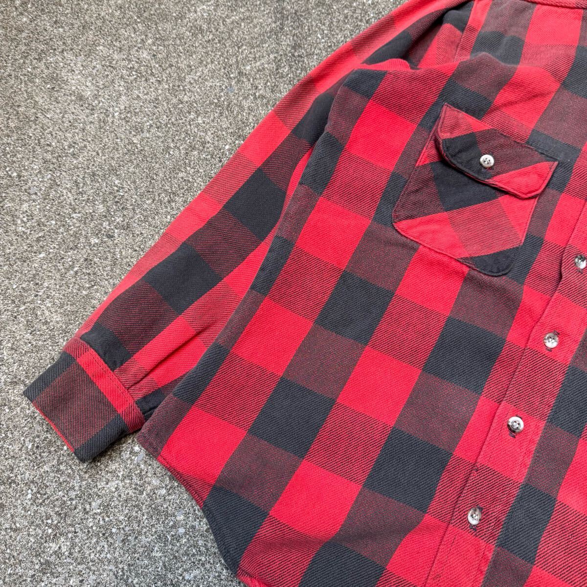 好配色 70s 80s fivebrother ヘビーフランネル シャツ 長袖シャツ ブロックチェック ヴィンテージ バッファロー ヘビネル 長袖 USA製 M
