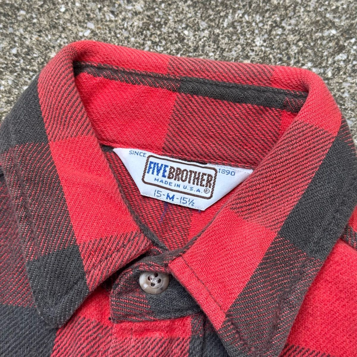好配色 70s 80s fivebrother ヘビーフランネル シャツ 長袖シャツ ブロックチェック ヴィンテージ バッファロー ヘビネル 長袖 USA製 M