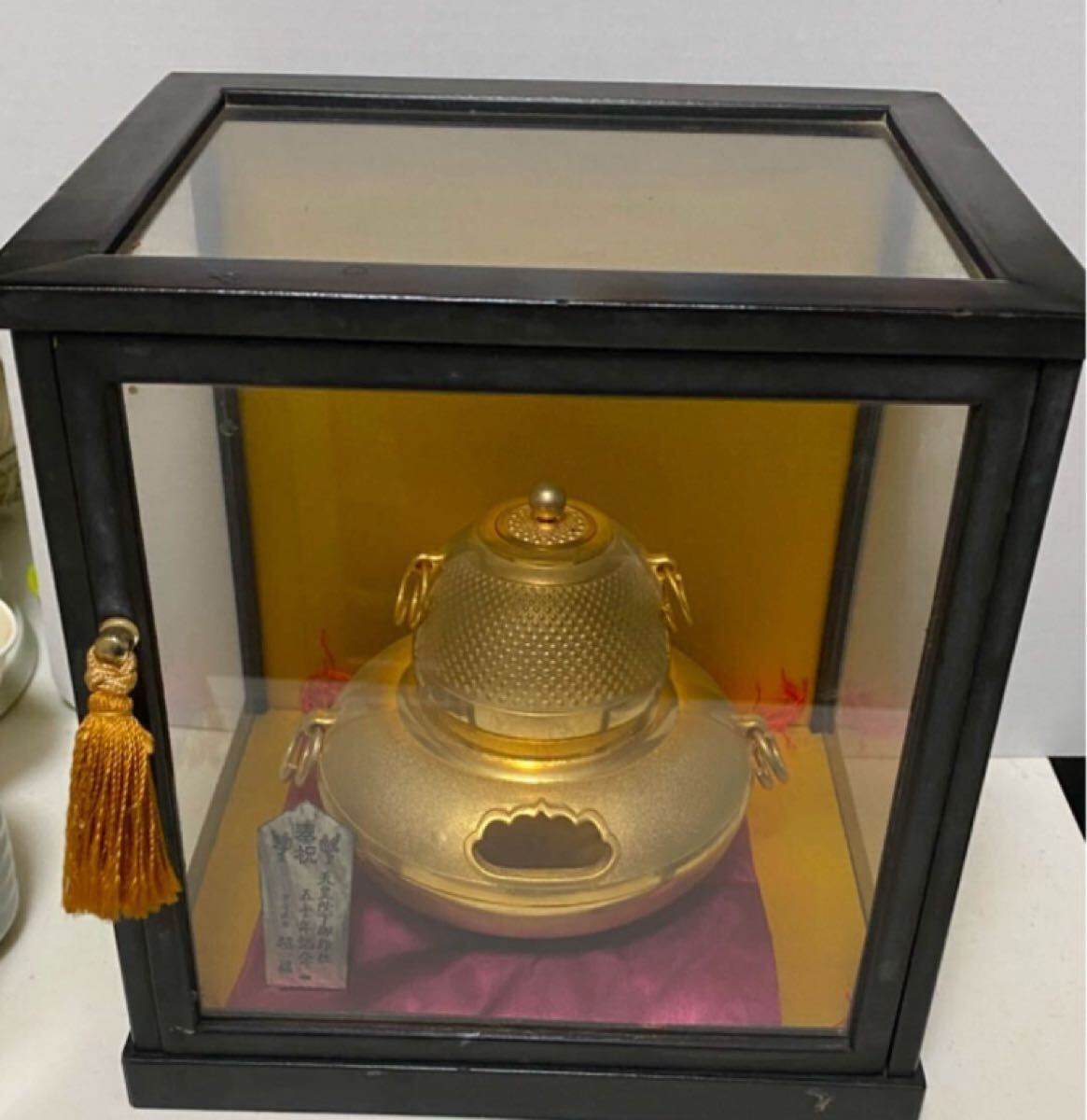 24KGP 黄金茶釜黄金茶釜昭和天皇御即位五十年記念製 置物 縁起物 24KGP 黄金茶釜黄金茶釜昭和天皇御即位五十年記念製 置物 縁起物