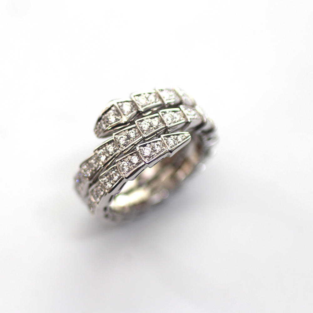 【BVLGARI】ブルガリ セルペンティ ヴァイパー ネックレス、ブレスレット、リング、イヤリング K18WG 4点セット 極美品_画像5