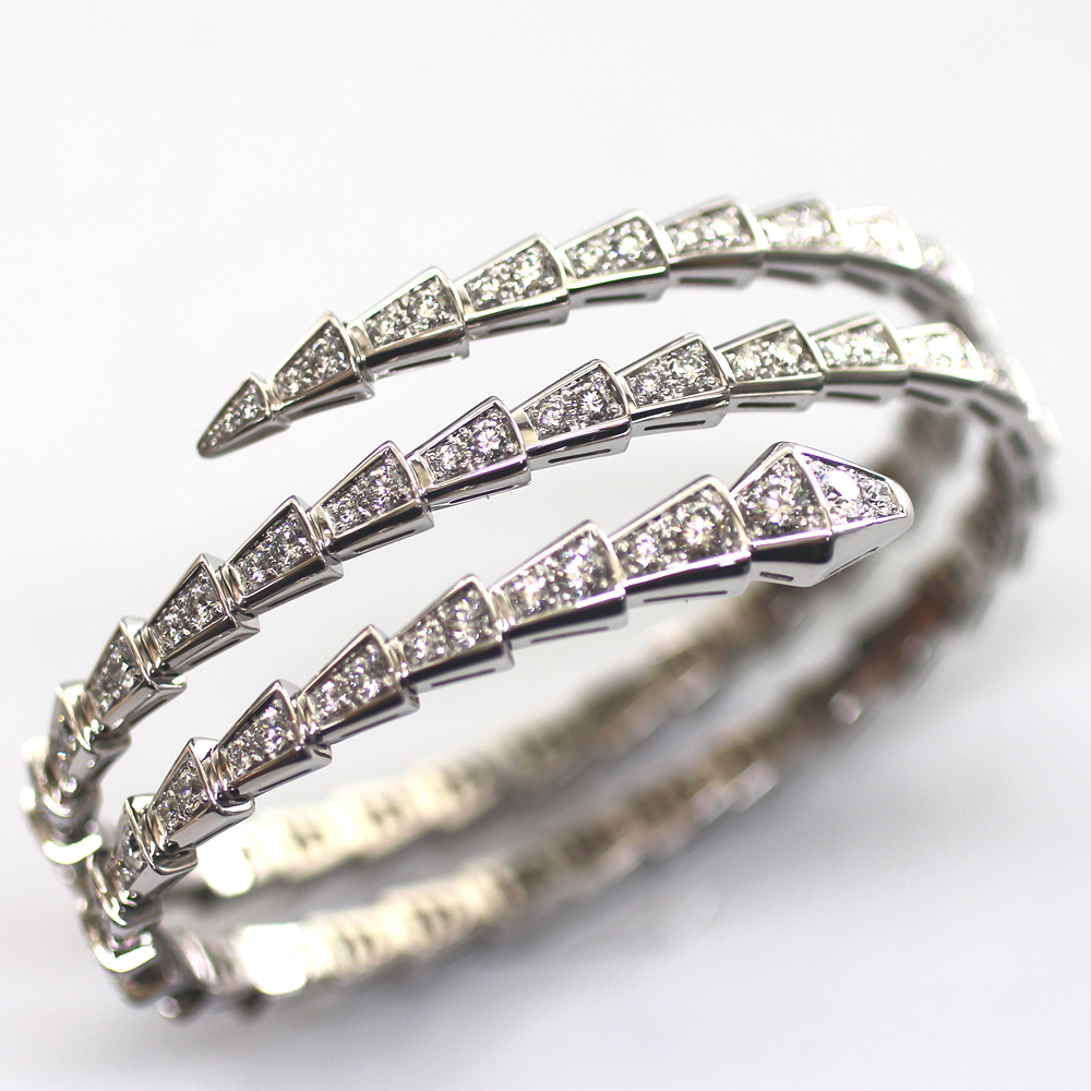 【BVLGARI】ブルガリ セルペンティ ヴァイパー ネックレス、ブレスレット、リング、イヤリング K18WG 4点セット 極美品_画像3