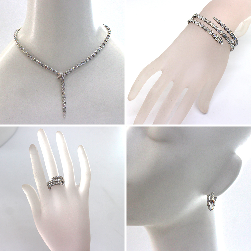 【BVLGARI】ブルガリ セルペンティ ヴァイパー ネックレス、ブレスレット、リング、イヤリング K18WG 4点セット 極美品_画像9