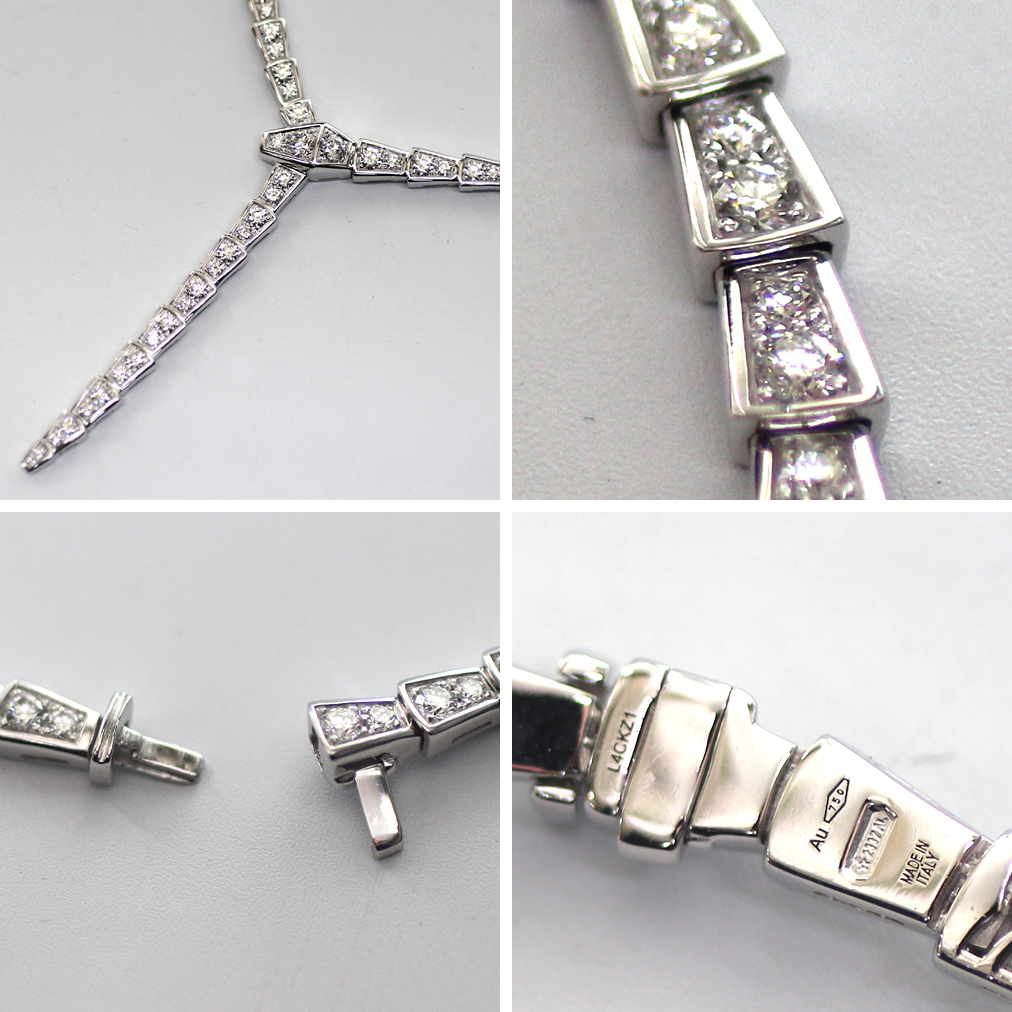 【BVLGARI】ブルガリ セルペンティ ヴァイパー ネックレス、ブレスレット、リング、イヤリング K18WG 4点セット 極美品_画像2