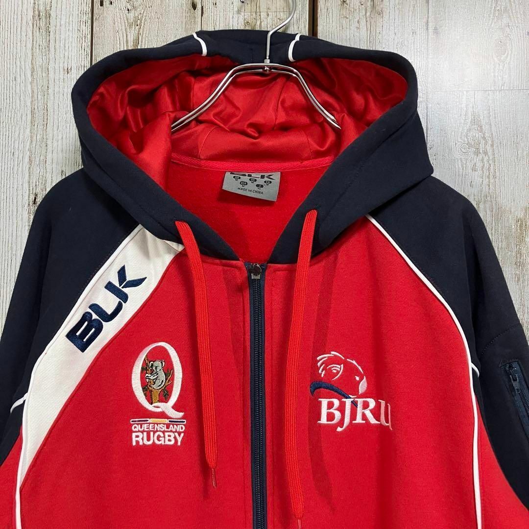 BLK パーカー ジップアップ XL レッド ネイビー ブランドロゴ BLK パーカー ジップアップ XL レッド ネイビー ブランドロゴ