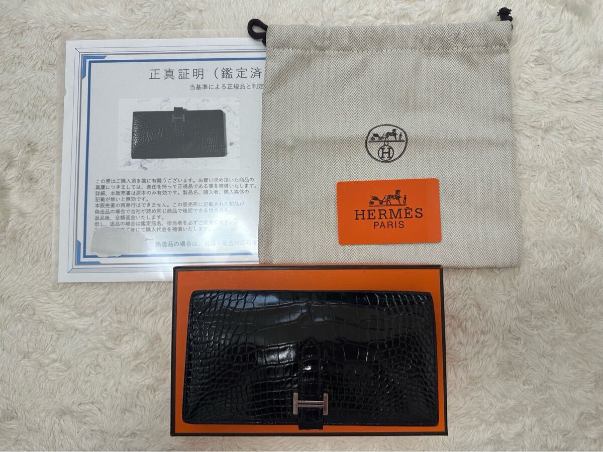 美品 HERMES ベアンスフレ クロコダイル アリゲーター 鑑定書付 美品 HERMES ベアンスフレ クロコダイル アリゲーター 鑑定書付