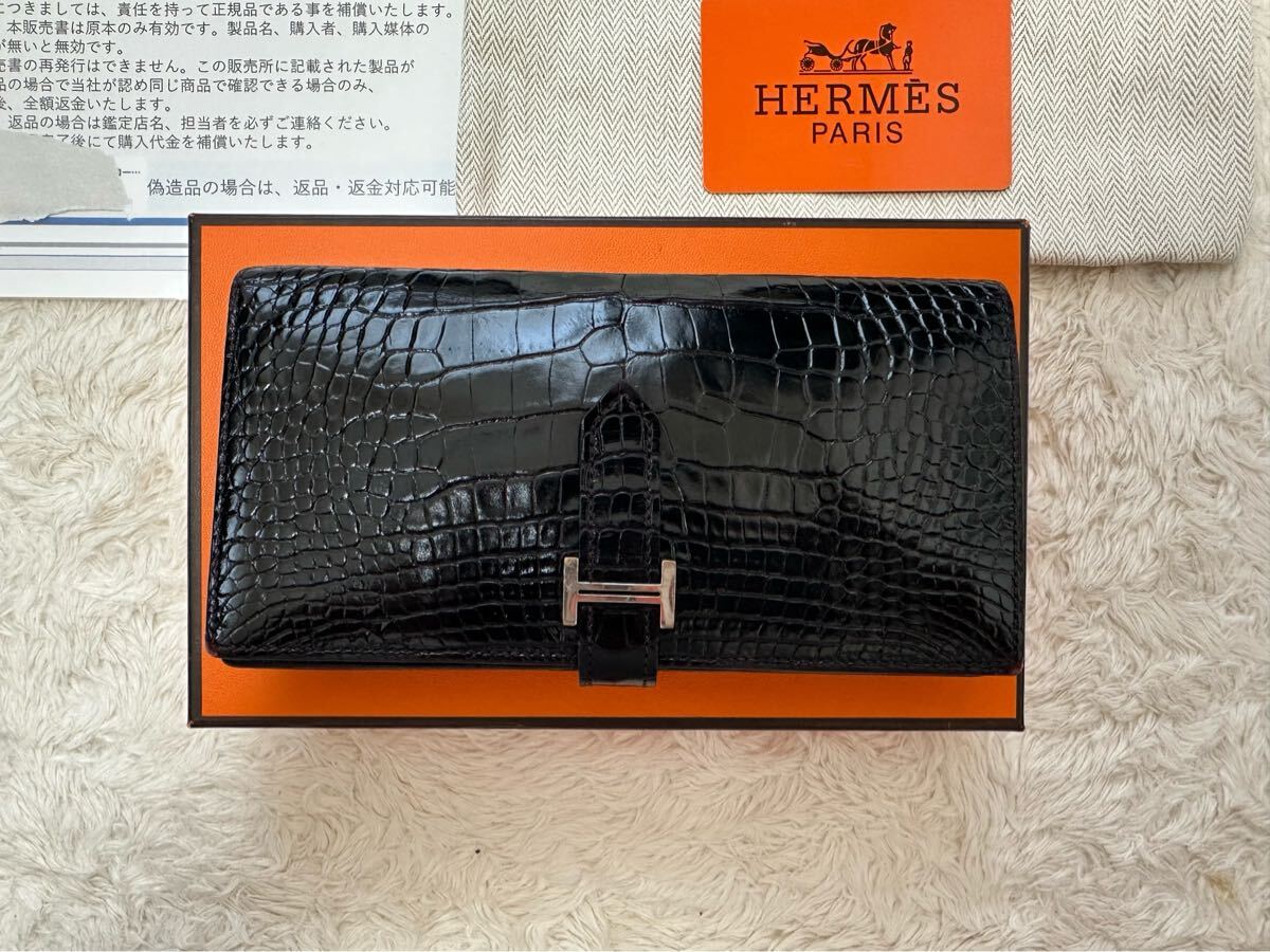 美品 HERMES ベアンスフレ クロコダイル アリゲーター 鑑定書付 美品 HERMES ベアンスフレ クロコダイル アリゲーター 鑑定書付