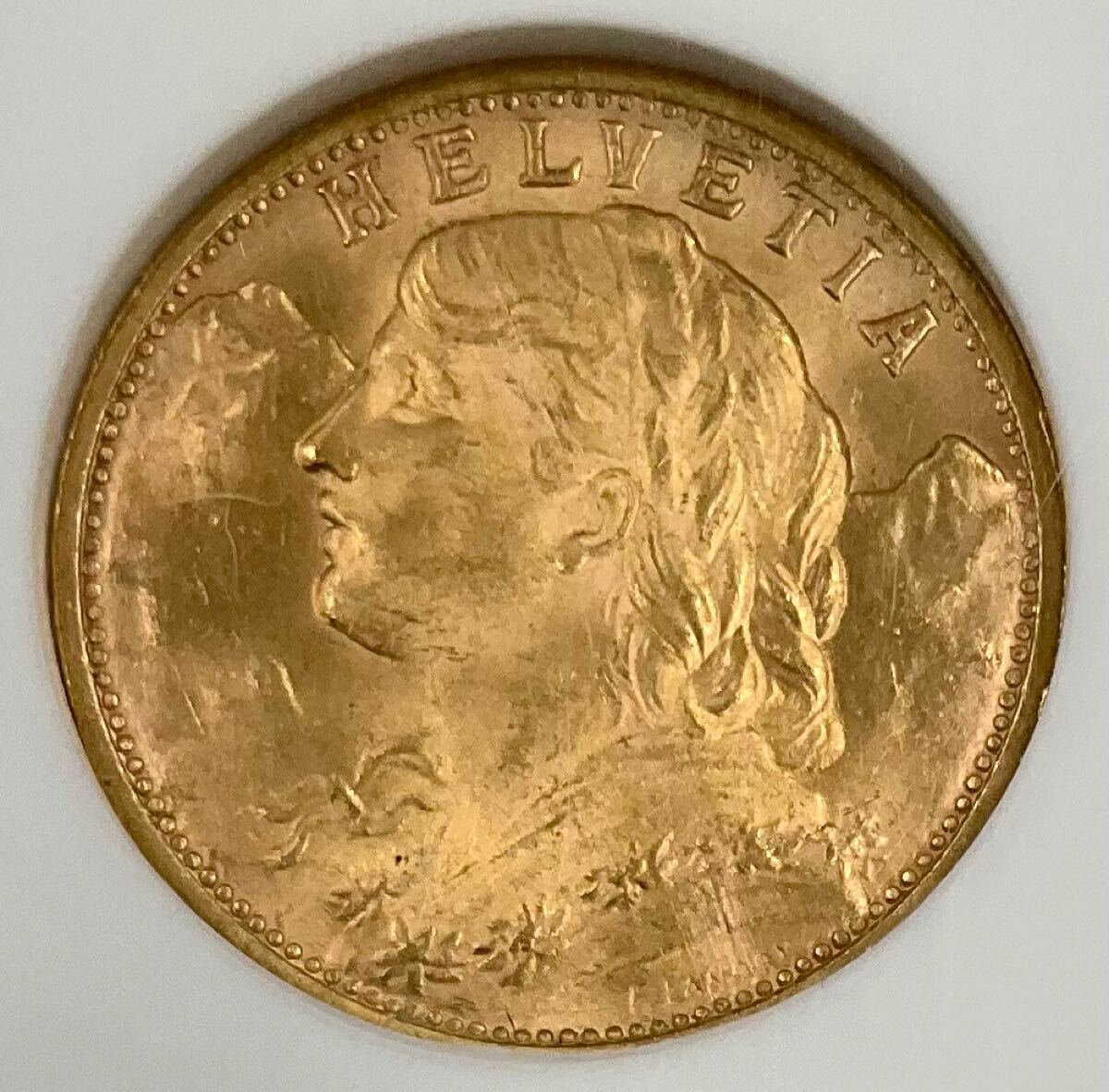 ☆高鑑定 1935年 LB スイス ヘルヴェティア 20フラン 金貨 ☆高鑑定 1935年 LB スイス ヘルヴェティア 20フラン 金貨