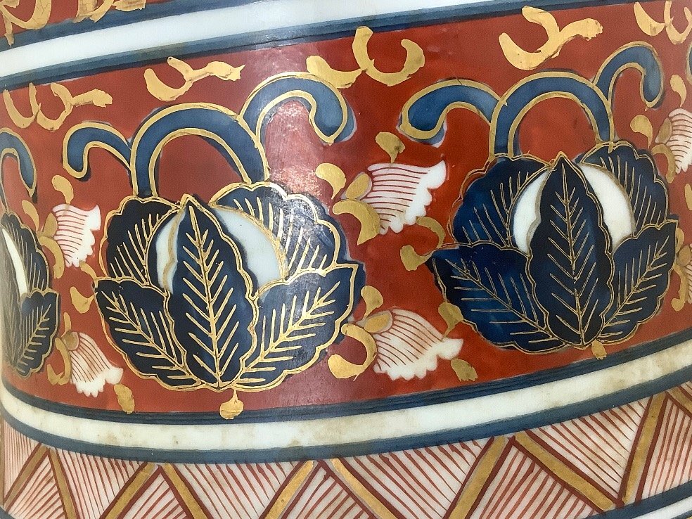 金襴手阿蘭陀人図瓶子型飾壺/赤絵/金彩/角福印/花瓶/伊万里焼
