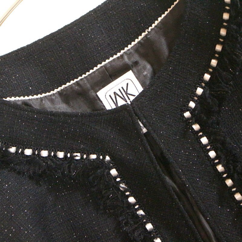 ミッシェルクラン MICHEL KLEIN 高級感 上品 セレモニー キラキラ ラメ ツイードジャケット S ブラック 黒 フォーマル 入學(xué)式 卒業(yè)式 入園