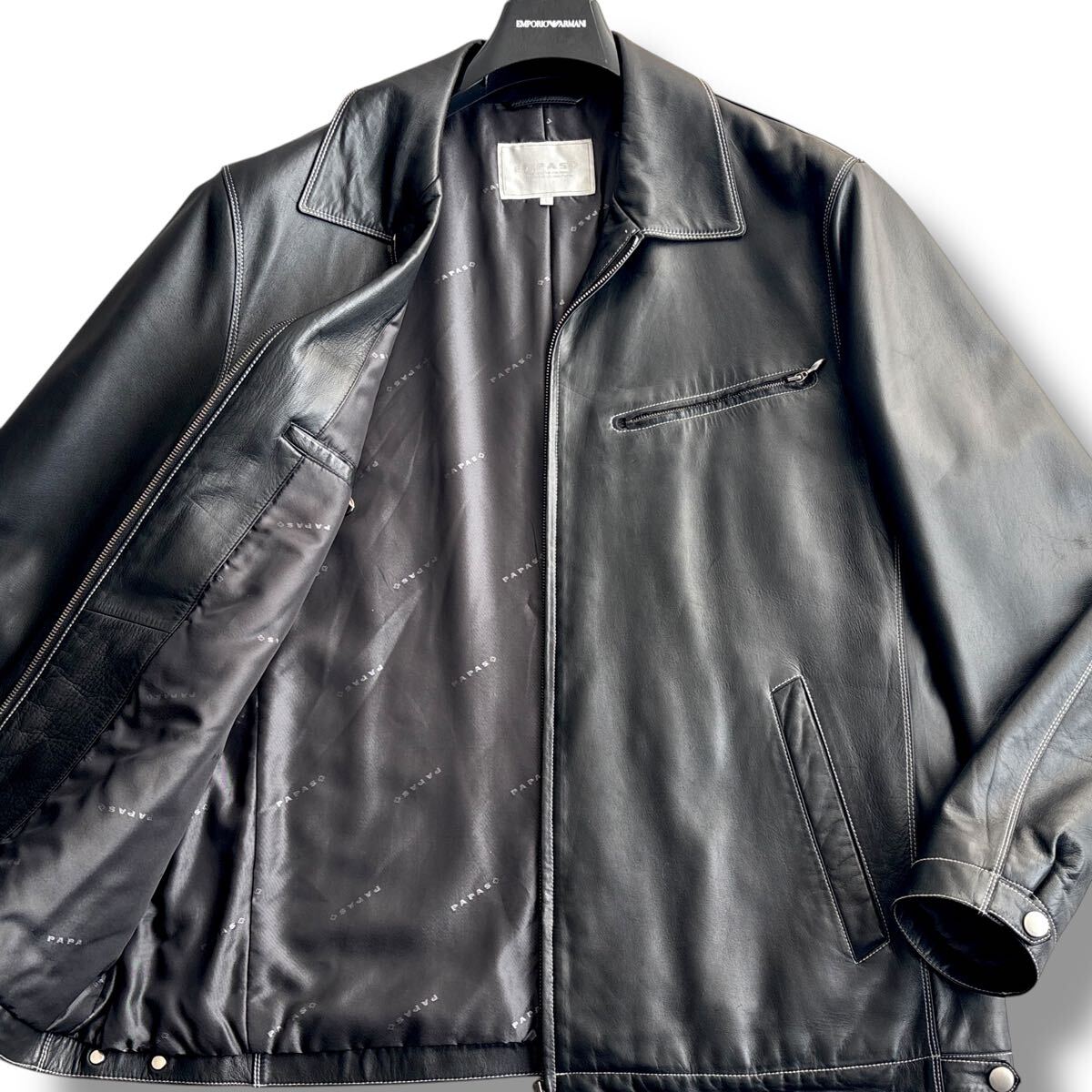 極美品□PAPAS PLUS パパス プラス【L】本革 羊革 ラムレザー 極美品□PAPAS PLUS パパス プラス【L】本革 羊革 ラムレザー
