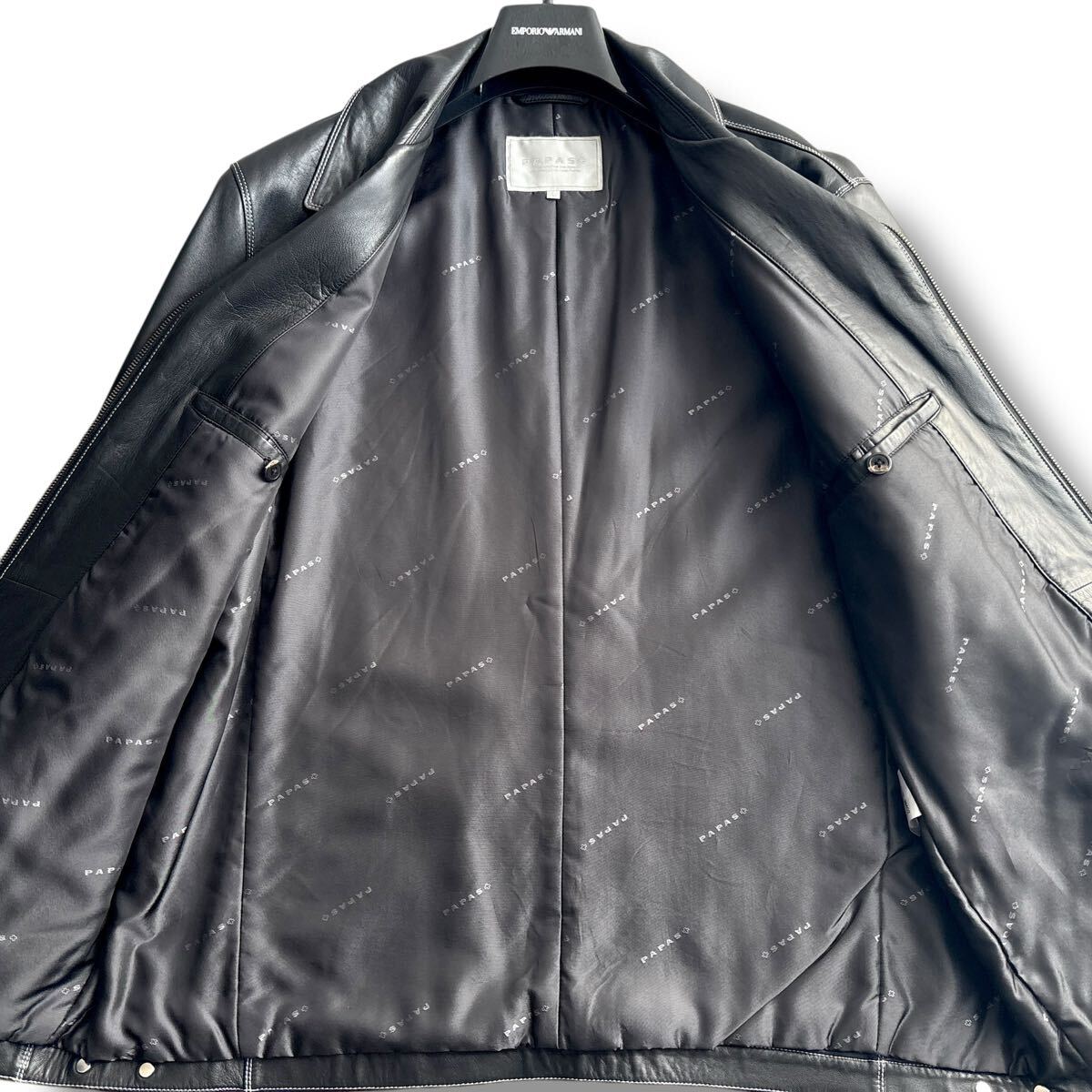極美品□PAPAS PLUS パパス プラス【L】本革 羊革 ラムレザー 極美品□PAPAS PLUS パパス プラス【L】本革 羊革 ラムレザー