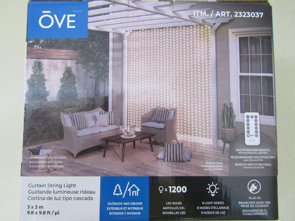 【未使用開封品】 OVE LED カーテンストリングライト 3ｍ×3ｍ 1200球 屋内・屋外用 リモコン付き_画像10