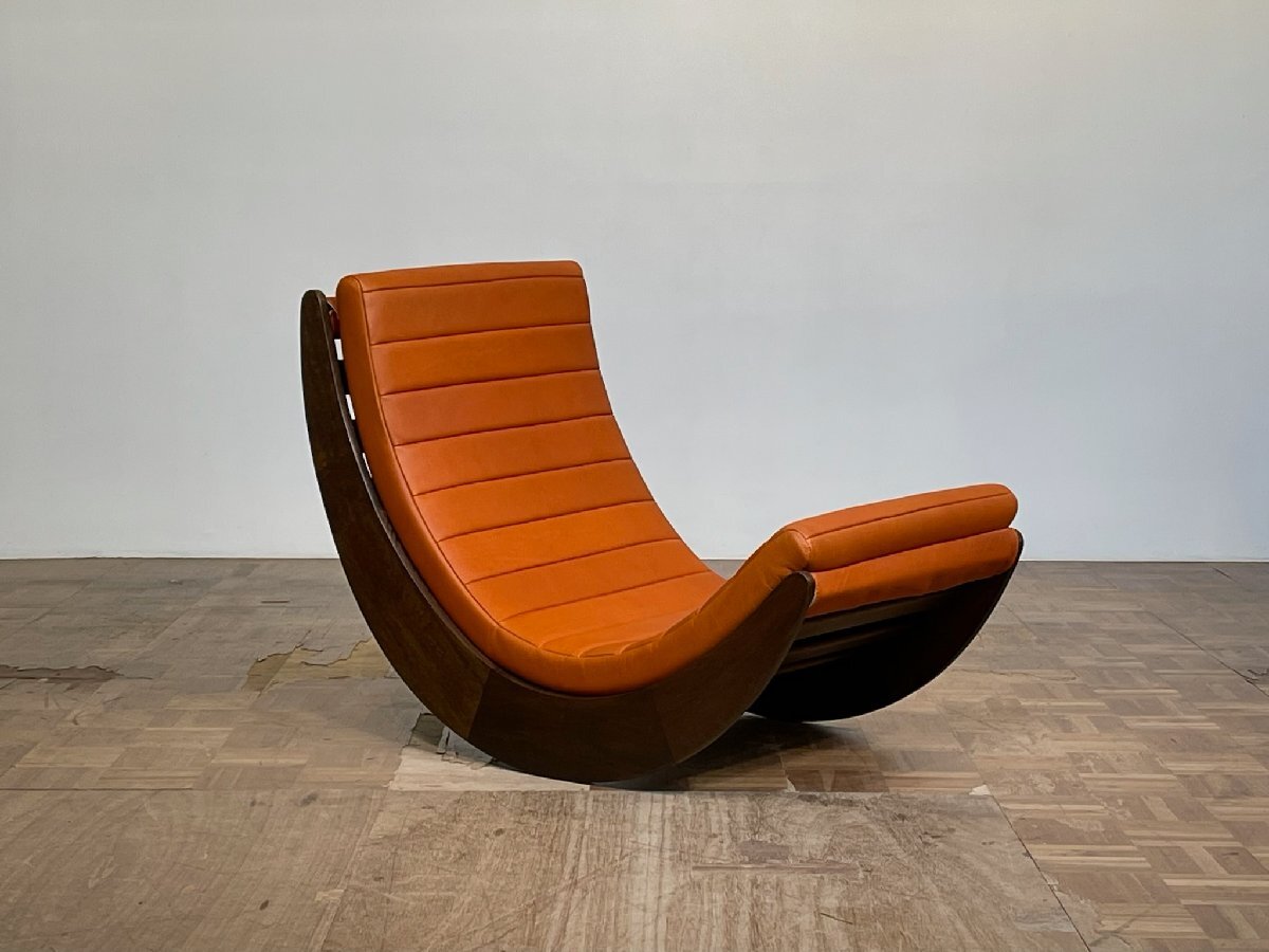 -os7127｜ミッドセンチュリー名作 Verner Panton オーク無垢 総本革 リラクザー レザーロッキングラウンジチェア｜Vitra. Herman Miller