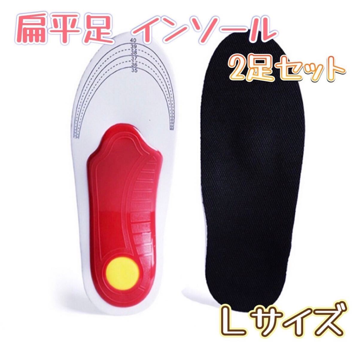 インソール 偏平足 中敷き アーチサポート O脚 X脚 2足セット　Lサイズ