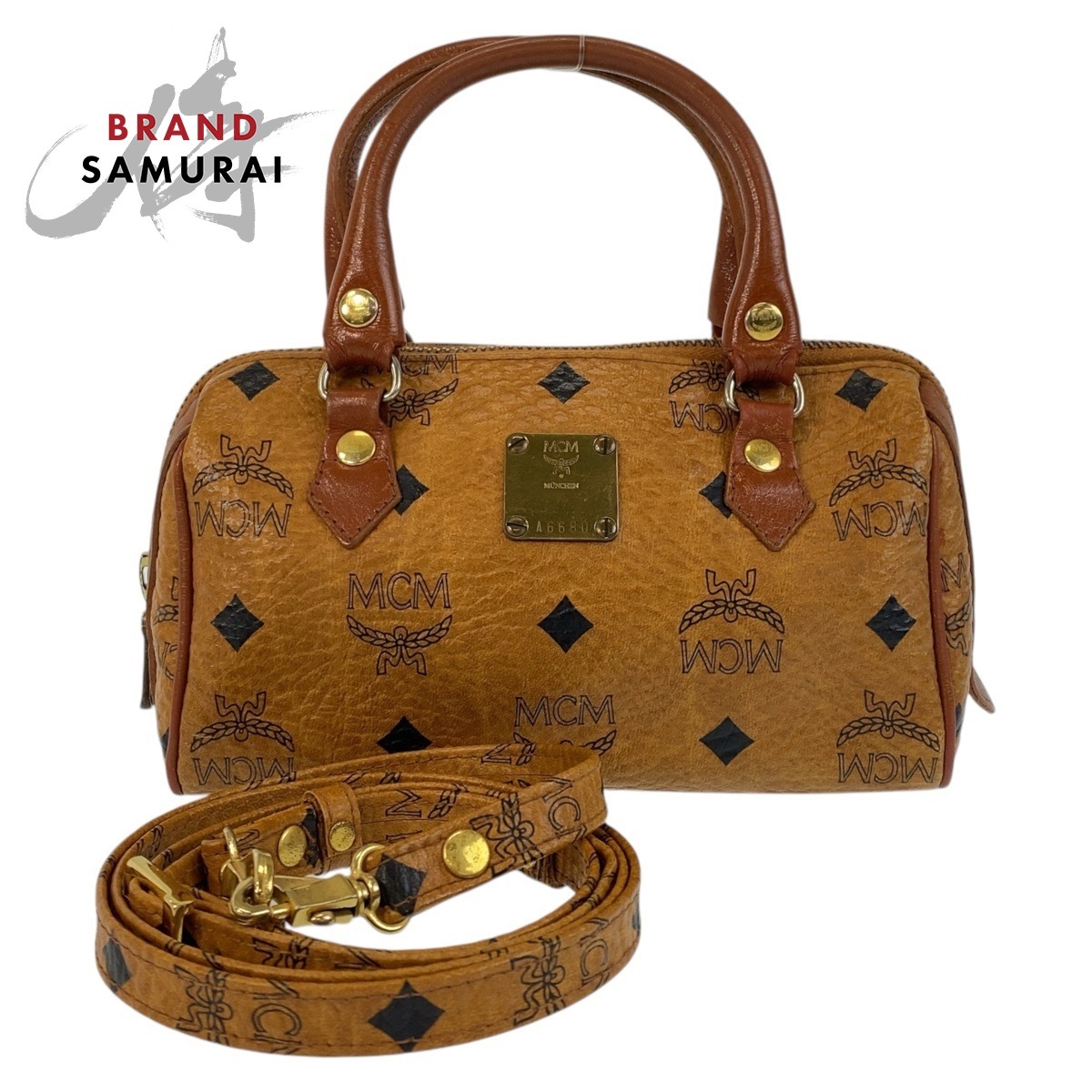 美品 MCM エム シー エム ヴィセトス ブラウン ゴールド金具 レザー ショルダーバッグ ハンドバッグ 2way レディース 500864