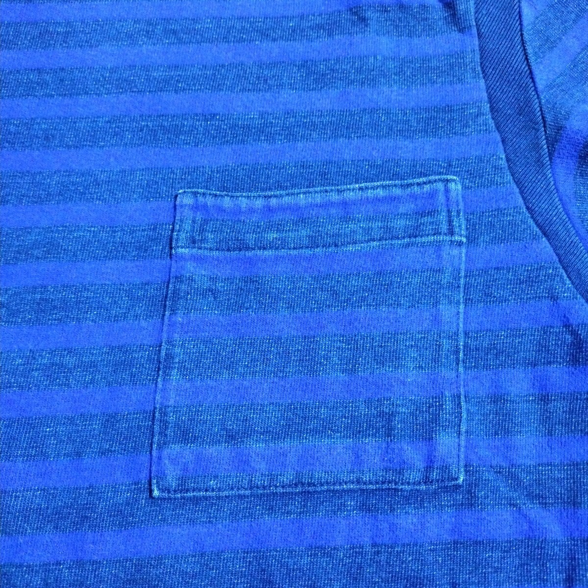 貴重 入手困難 日本制 ブルーブルー BLUE BLUE ハリウッドランチマーケット Hollywood Ranch Market ボーダー 長(zhǎng)袖Tシャツ S 藍(lán)染 アメカジ