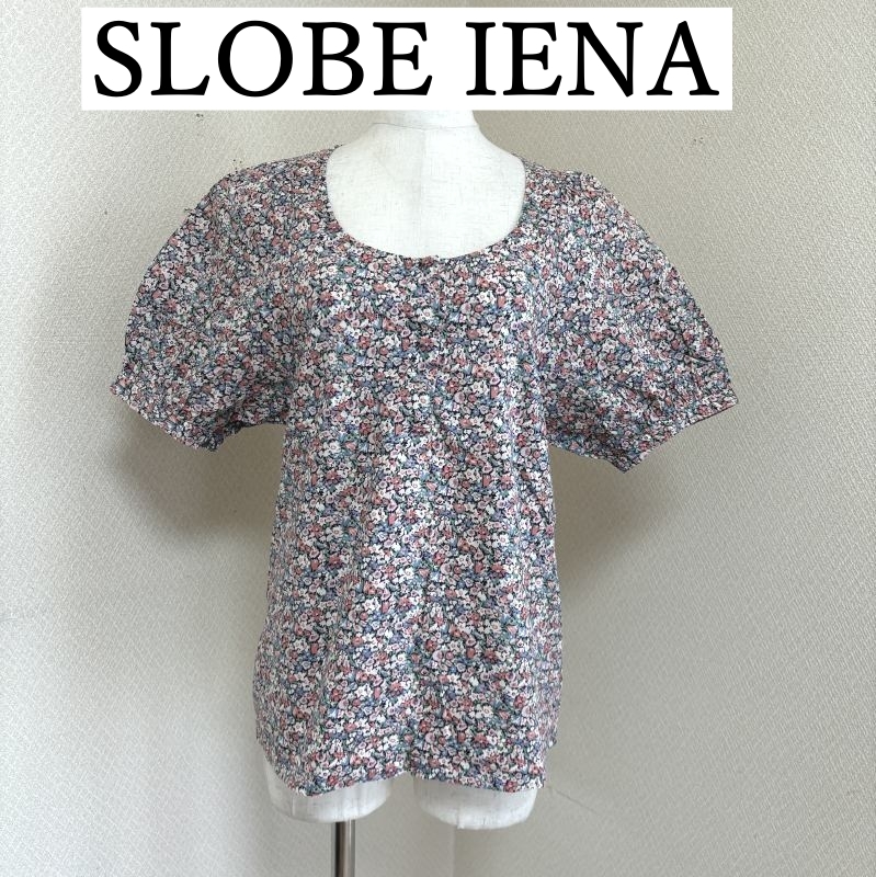 SLOBE IENA（スローブ イエナ）プルオーバーシャツ パフスリーブ 半袖シャツ 花柄ブラウス フラワープリント ピンク M