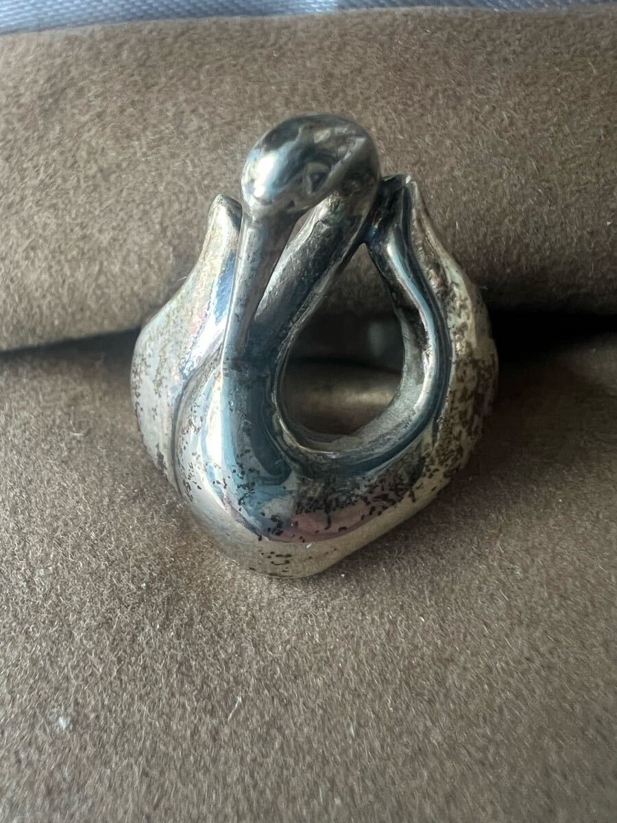 銀製 SILVER刻印 彫金 梅鳥 文 銚子 約278g U R7956 Yahoo!オークション - SILVER刻印 白鳥指輪
