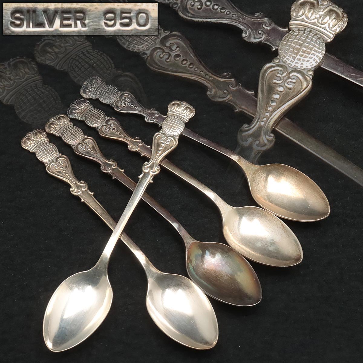 EZ153 銀製 スプーン・シルバースプーン 五本 総重82g SILVER950 EZ153 銀製 スプーン・シルバースプーン 五本 総重82g SILVER950