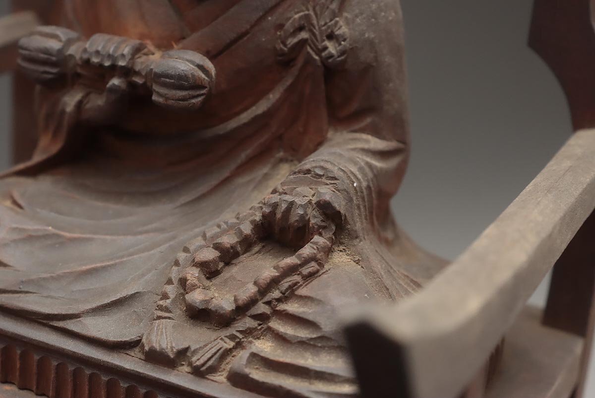 UU671 時代仏教美術 昭和十三年 羯磨透 木彫「弘法大師坐像 UU671 時代仏教美術 昭和十三年 羯磨透 木彫「弘法大師坐像