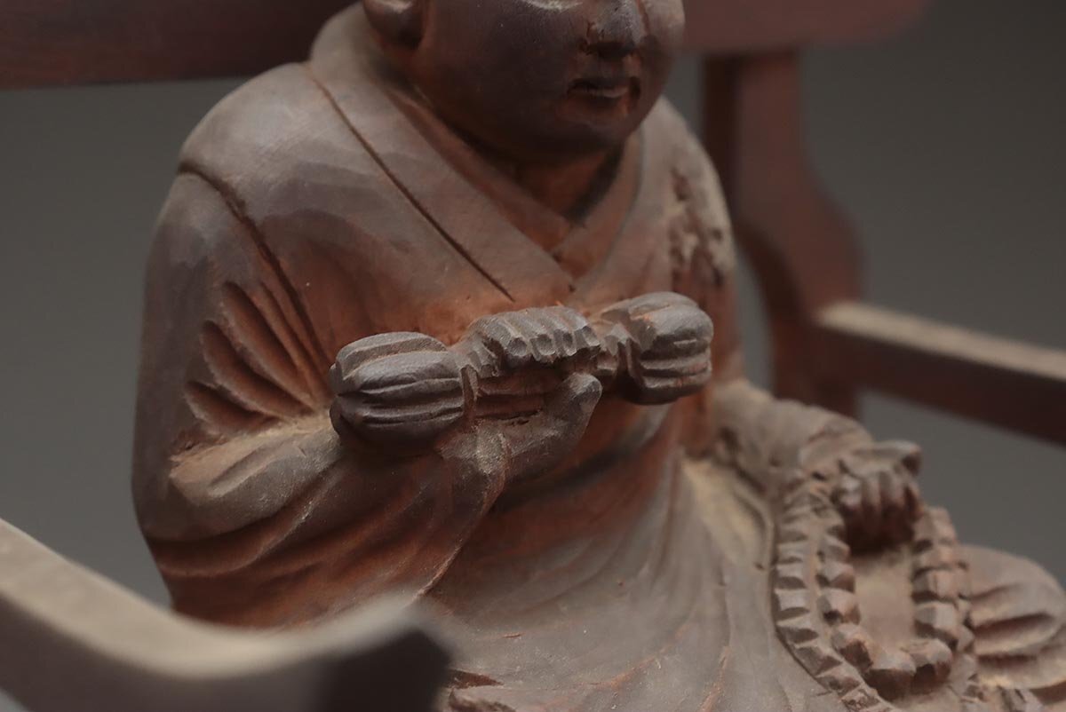 UU671 時代仏教美術 昭和十三年 羯磨透 木彫「弘法大師坐像 UU671 時代仏教美術 昭和十三年 羯磨透 木彫「弘法大師坐像