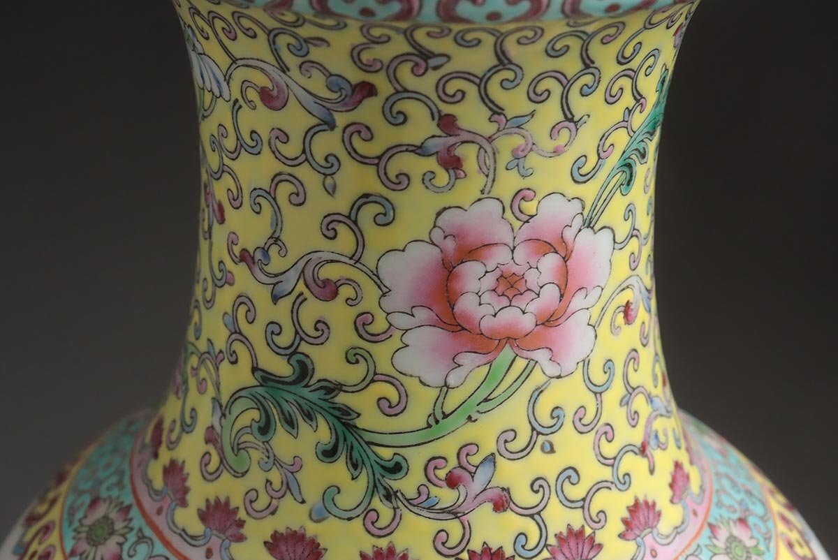 EY888 【中国景徳鎮】粉彩楼閣山水漢詩文花瓶 高35.8cm 重1.5kg EY888 【中国景徳鎮】粉彩楼閣山水漢詩文花瓶 高35.8cm 重1.5kg