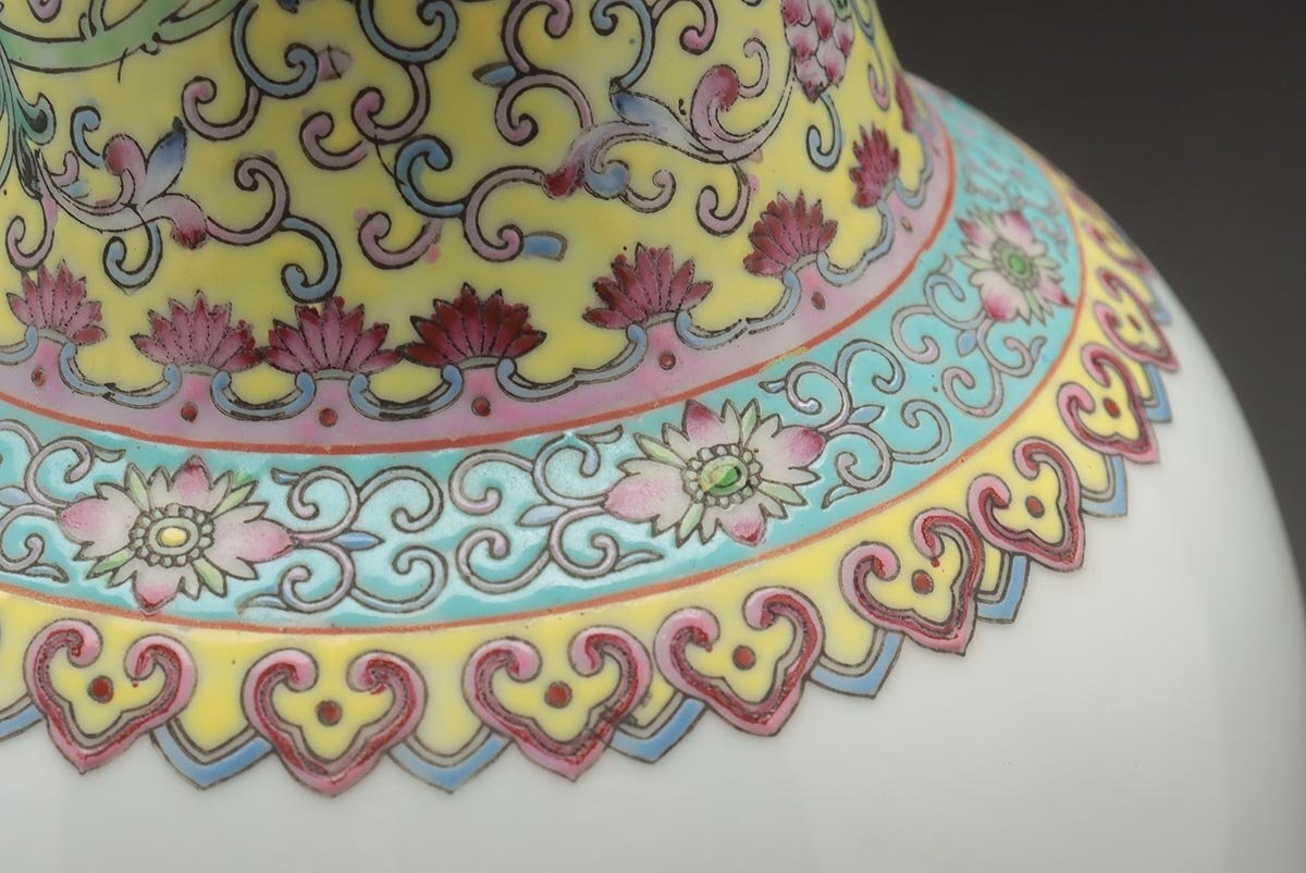 EY888 【中国景徳鎮】粉彩楼閣山水漢詩文花瓶 高35.8cm 重1.5kg EY888 【中国景徳鎮】粉彩楼閣山水漢詩文花瓶 高35.8cm 重1.5kg