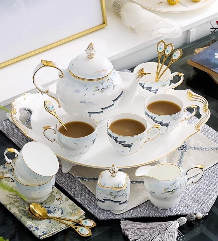 閑】ELEGANCE(エレガンス) アンティーク 大皿 金縁絵皿 四枚