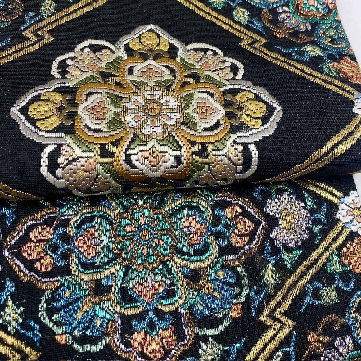 着物月花 総刺繍 絽刺し キャンパスワーク 区限刺繍 華文様 袋帯 着物月花 総刺繍 絽刺し キャンパスワーク 区限刺繍 華文様 袋帯