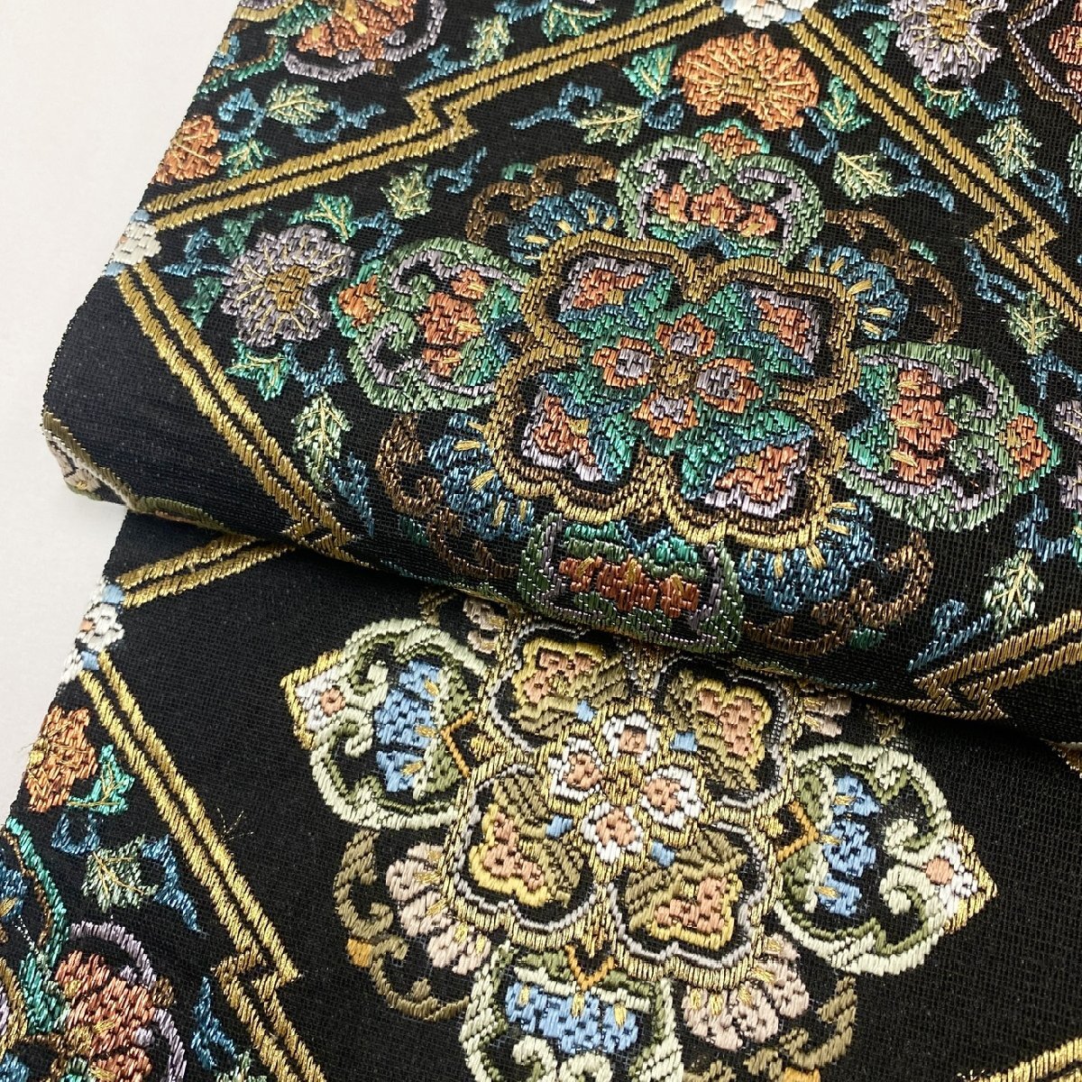 着物月花 総刺繍 絽刺し キャンパスワーク 区限刺繍 華文様 袋帯 着物月花 総刺繍 絽刺し キャンパスワーク 区限刺繍 華文様 袋帯