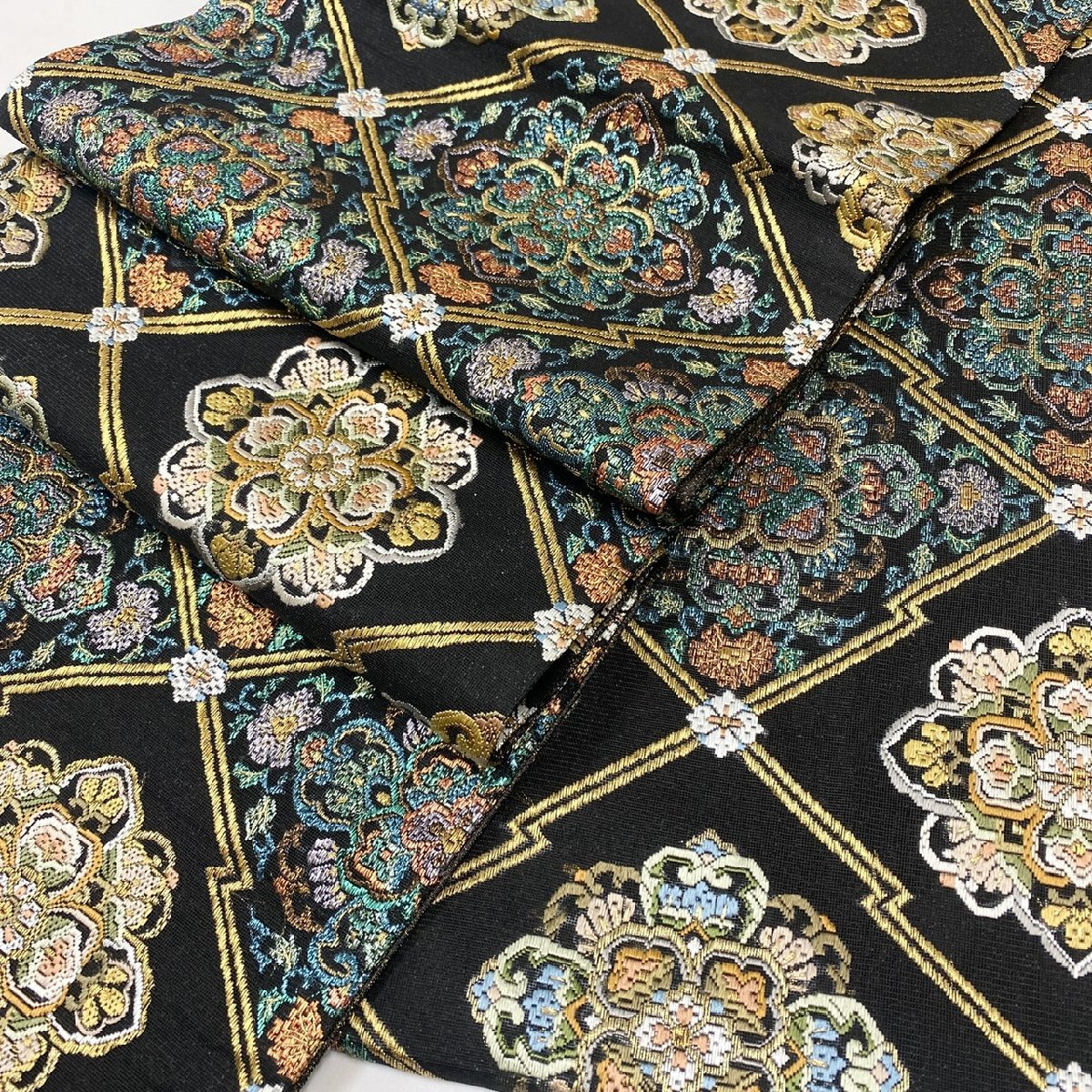 着物月花 総刺繍 絽刺し キャンパスワーク 区限刺繍 華文様 袋帯 着物月花 総刺繍 絽刺し キャンパスワーク 区限刺繍 華文様 袋帯