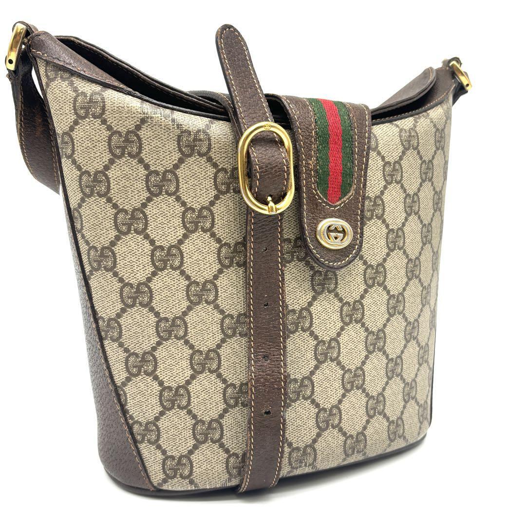 GUCCI オールドグッチ シェリーライン GG柄 ショルダーバッグ バケツ型 オールドグッチ シェリーライン GG柄 ショルダーバッグ バケツ型