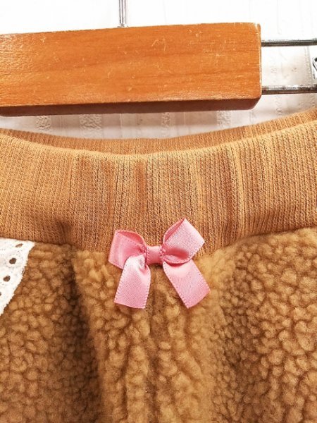 KU1098 ○送料無料 古着 Sunny Landscape サニー ランドスケープ キッズ ショートパンツ サイズ130cm キャメル もこもこ リボン かぼちゃ_画像4