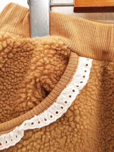 KU1098 ○送料無料 古着 Sunny Landscape サニー ランドスケープ キッズ ショートパンツ サイズ130cm キャメル もこもこ リボン かぼちゃ_画像5