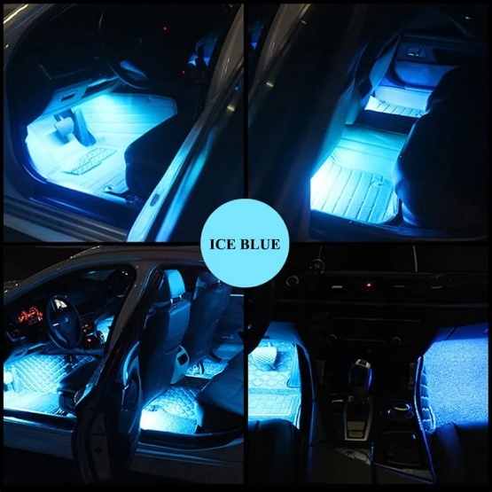 2本 USB給電 LED フロアライト アイスブルー 車(chē)內(nèi) 間接照明 裝飾 フットランプ LEDテープ イルミ 簡(jiǎn)単 カスタム バイク 自動(dòng)車(chē) 汎用