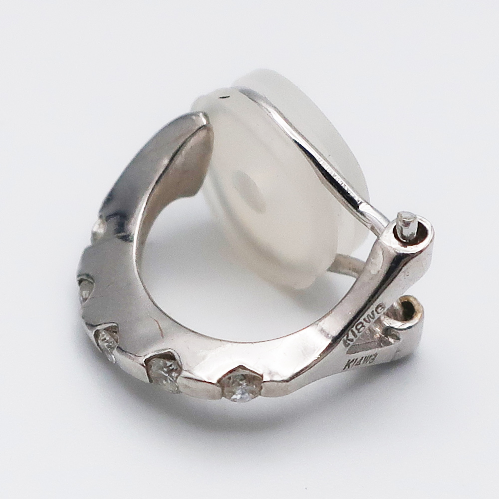 【天白】ジュエリー イヤリング 片方 ダイヤモンド 0.10ct K18WG K14WG ホワイトゴールド シンプル レディース 1.6g