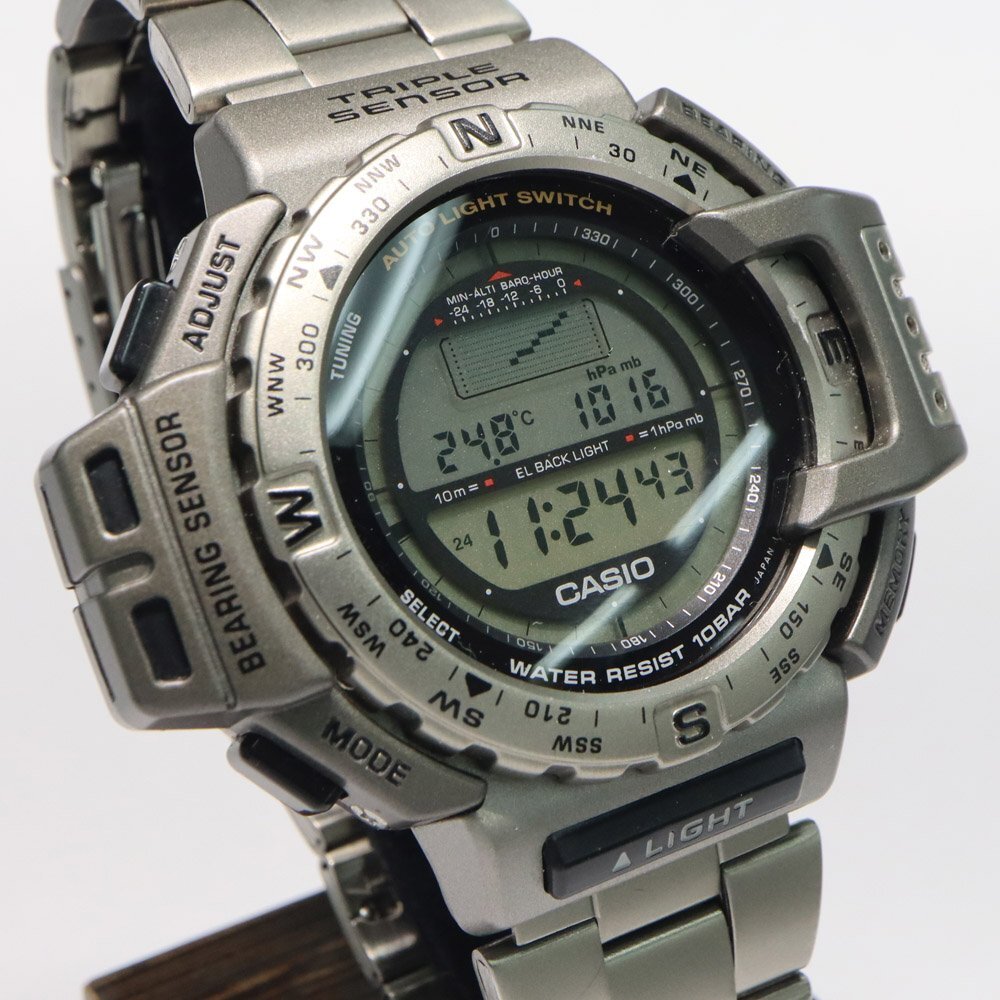 名古屋】1円~ カシオ プロトレック PRT-411 チタン 液晶 名古屋】1円~ カシオ プロトレック PRT-411 チタン 液晶
