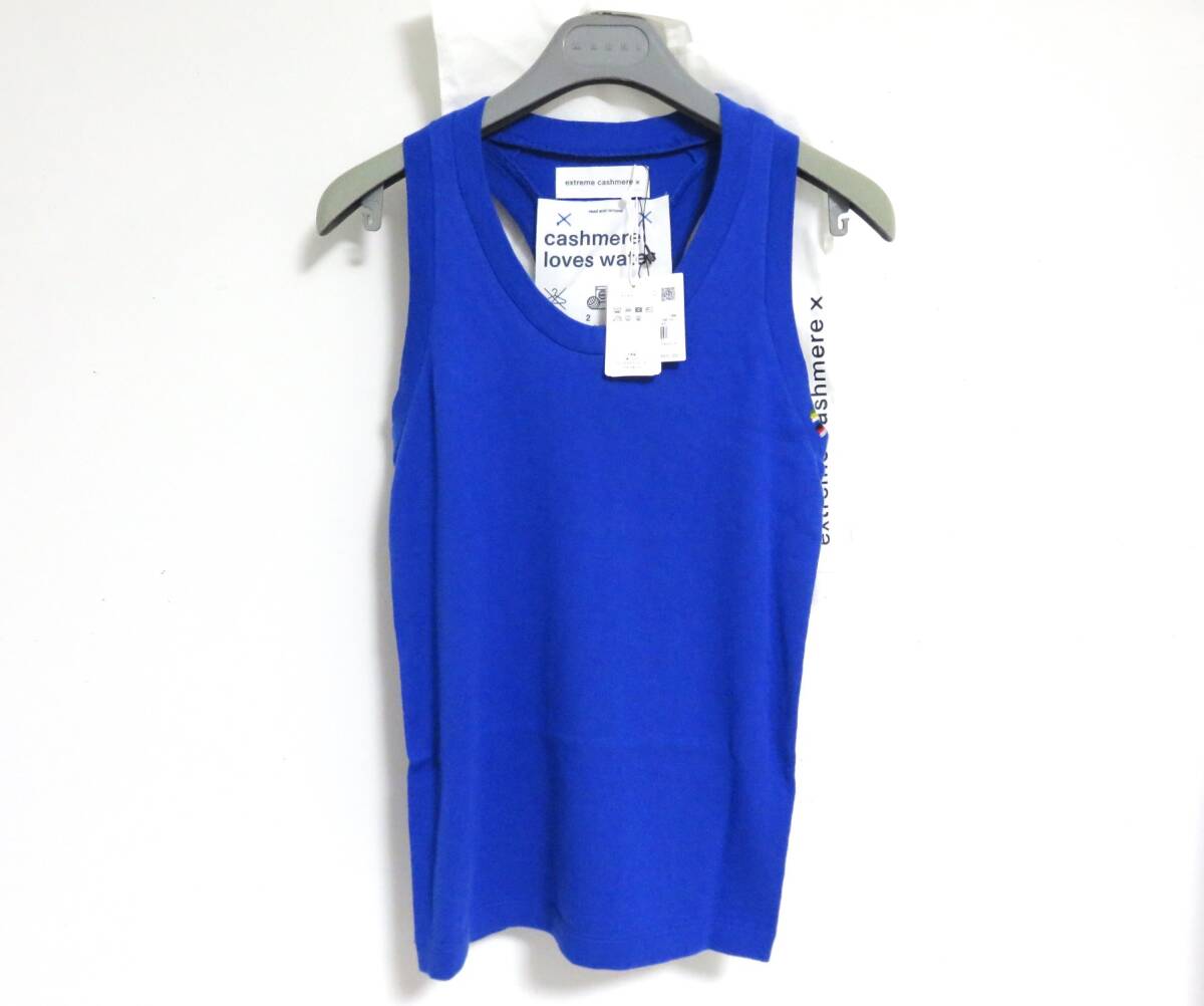 新品 extreme cashmere vest ブルー コットン カシミヤ ユニセックス エクストリーム カシミア ベスト タンクトップ ノースリーブ 270_画像1