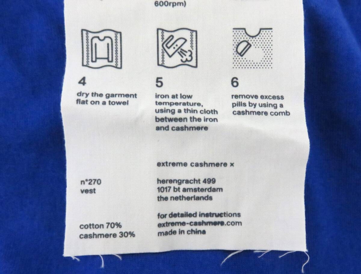 新品 extreme cashmere vest ブルー コットン カシミヤ ユニセックス エクストリーム カシミア ベスト タンクトップ ノースリーブ 270_画像6